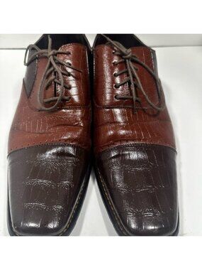 Masimo New York Oxford Mens 12 Brown Croc Embossed Two Tone Square Toe 2180-12